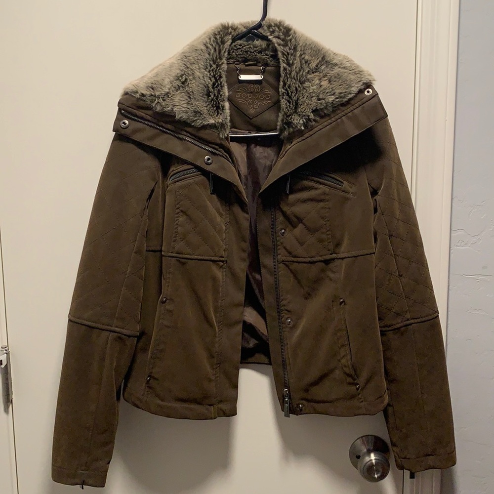 Brown Jacket with faux fur. Size: Medium.